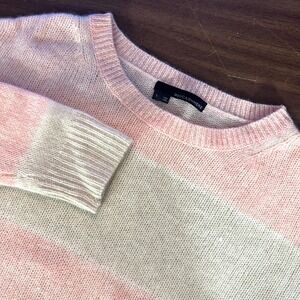360cashmere Sweater Womens Large Pink Parisian Colorblock Tight Knit Old Money